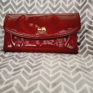 Coach red patent leather wallet